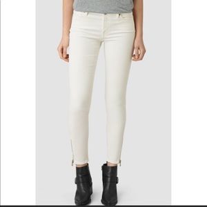 All Saints White Jeans with Zipper